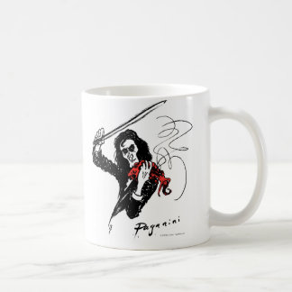 De Café Paganini que joga uma caneca vermelha do violino