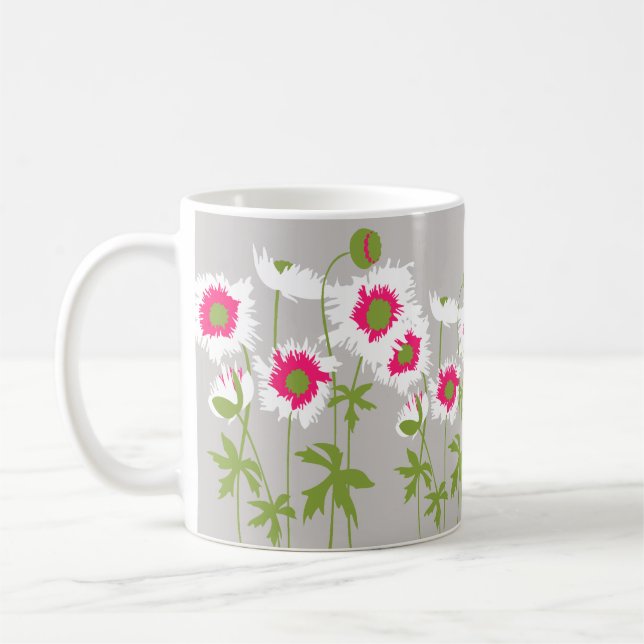 De Café Papagaio branco, cor-de-rosa e cinza, caneca flora (Esquerda)