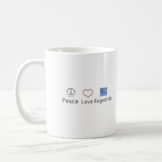 De Café Paz, amor, caneca das palavras-chaves