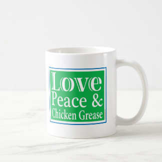 De Café Paz do amor e caneca da graxa da galinha