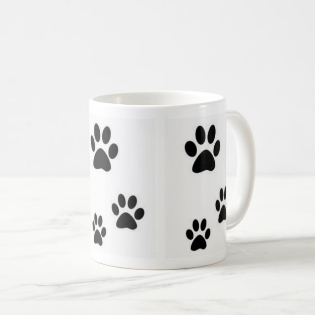 De Café Pegadas da caneca bonita dos gatinhos (Frente Esquerda)