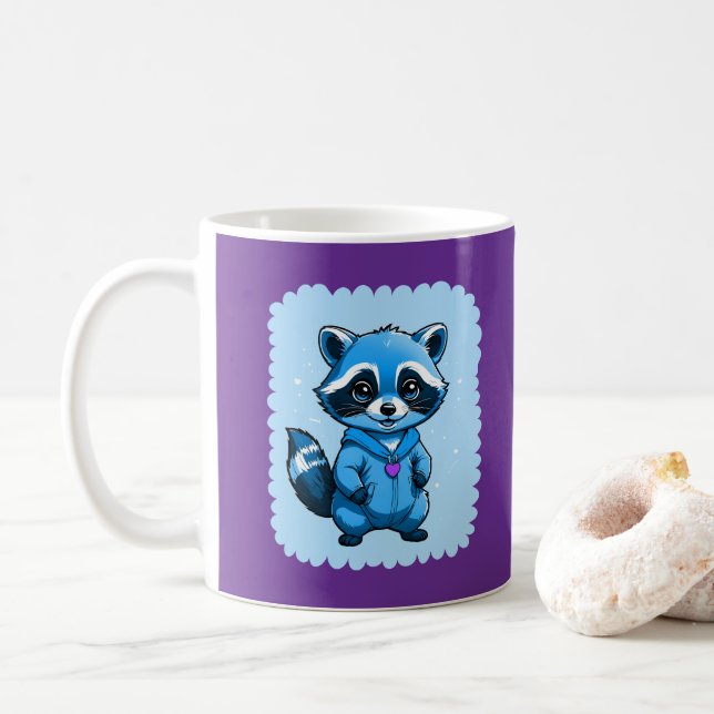 De Café Pequeno Raquim Na Caneca Azul (Com Donut)