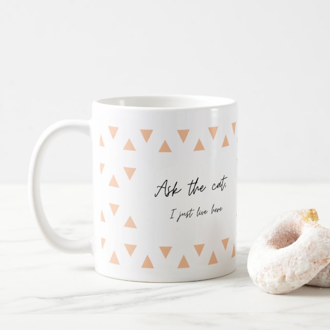 De Café Pergunte ao gato, eu moro aqui, caneca engraçada (Com Donut)