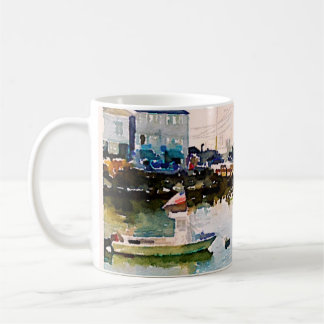 De Café Plymouth, caneca da aguarela da paisagem do