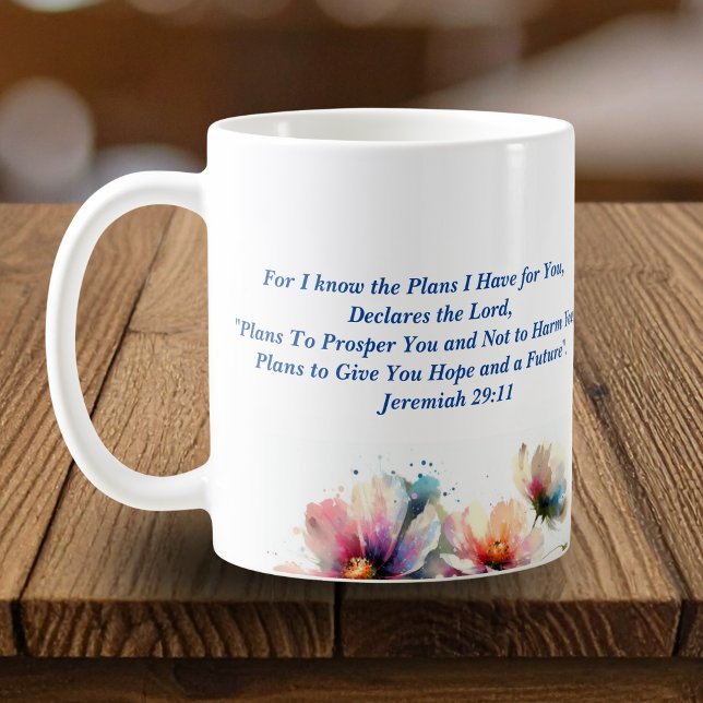 De Café Pois eu sei/ Jeremias 29:11 Caneca (Criador carregado)