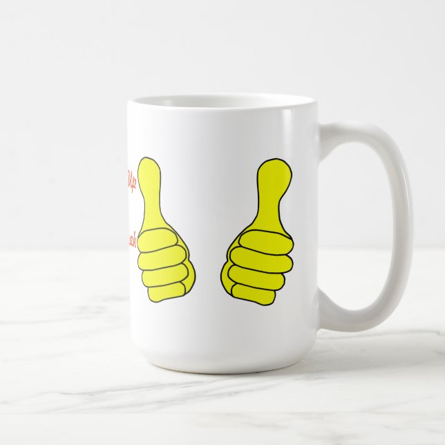 De Café Polegares acima para o modelo da caneca da ruptura (Direita)