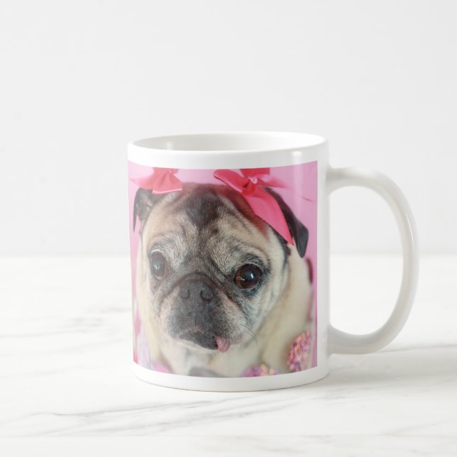 De Café Pouca caneca da menina do Pug (Direita)