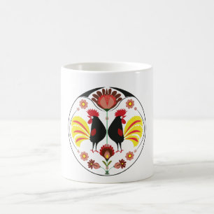 De Café Povos poloneses com galos decorativos, caneca