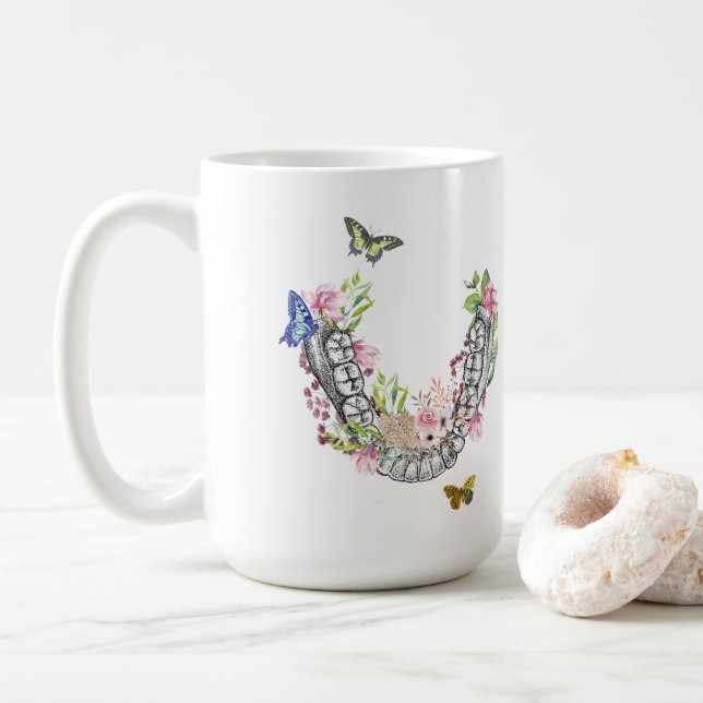De Café Presente floral da caneca da anatomia dental para (Com Donut)