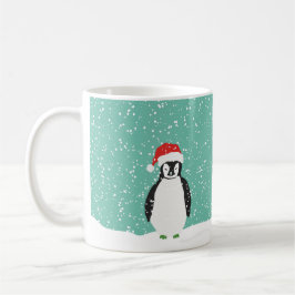 De Café Presente nevado da caneca do pinguim do papai noel