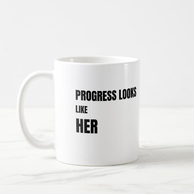 De Café Progresso Se Parece Com Ela caneca branca – Presen (Esquerda)