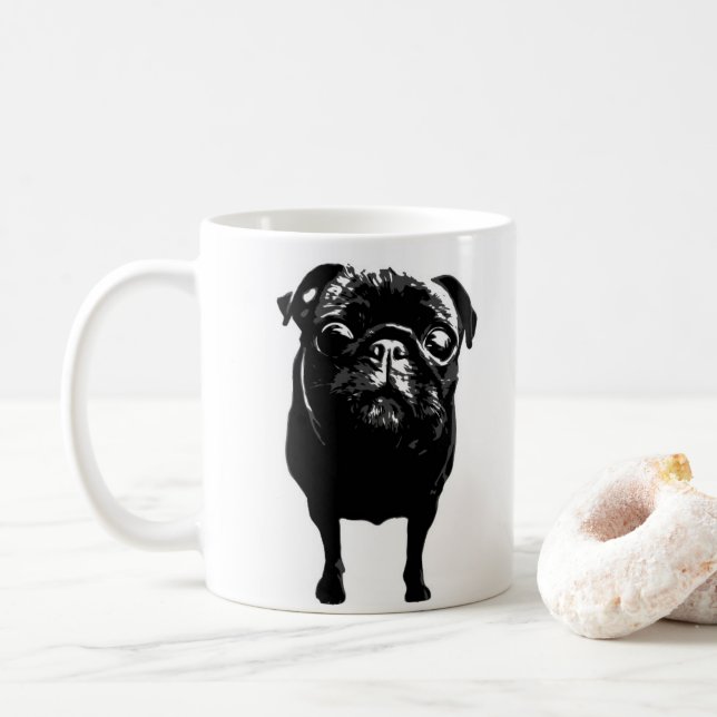 De Café Pug em uma caneca (Com Donut)