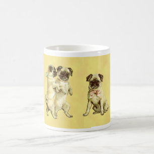 De Café Pugs do vintage em uma caneca
