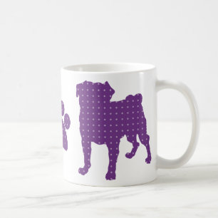 De Café Pugs e caneca roxos das patas