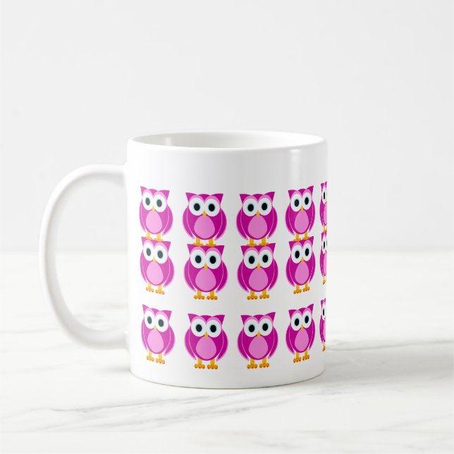 De Café Quem? Sra. Coruja Desenhos animados Caneca (Esquerda)