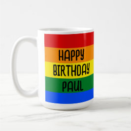 De Café Rainbow Happy Birthday caneca