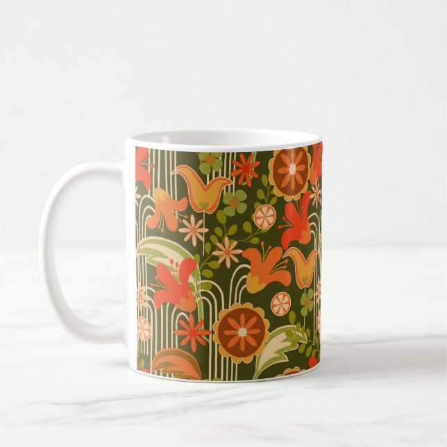 De Café Retro floral - caneca (Esquerda)
