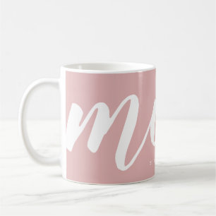 De Café Rosa Tipografia simples Mãe EST. Caneca
