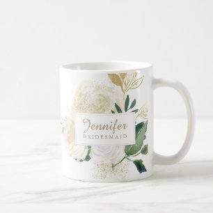 De Café Rosas bonitos da Aquarela com a caneca Dourado do