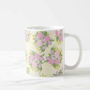 De Café Rosas cor-de-rosa, Rosas selvagens e caneca amarel