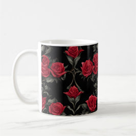 De Café Rosas vermelhas góticos na caneca preta nº 2