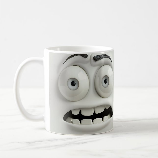 De Café Rosto Sarcástico Assustado 3D para Caneca (Esquerda)