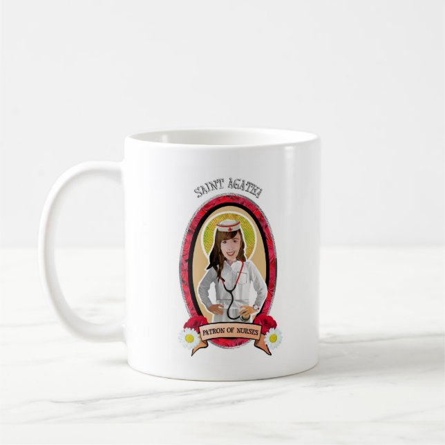 De Café Santo padroeiro da caneca do ícone do St. Agatha (Esquerda)