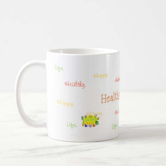 De Café Saudável. Feliz. Vida. Caneca (Esquerda)