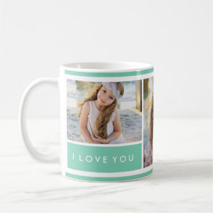 De Café Seafoam Eu Te Amo Colagem Fotográfica Caneca