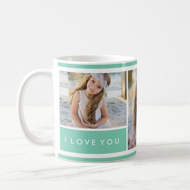 De Café Seafoam Eu Te Amo Colagem Fotográfica | Caneca (Esquerda)