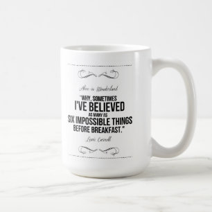 De Café "Seis coisas impossíveis" Alice na caneca do paí