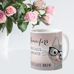 De Café Senhora louca bonito Personalized Caneca do gato