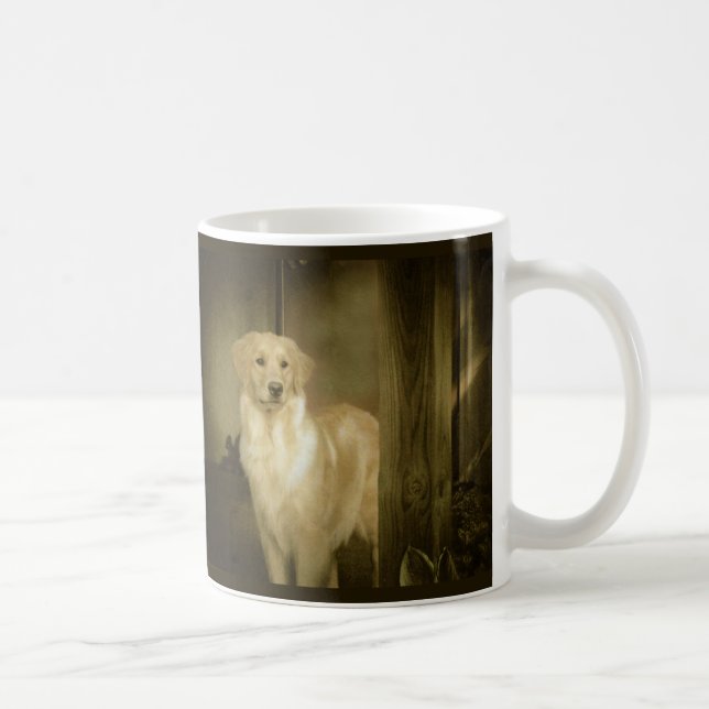 De Café Senhora Waiting da caneca do golden retriever (Direita)