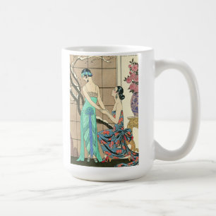 De Café Senhoras do art deco pela caneca da janela