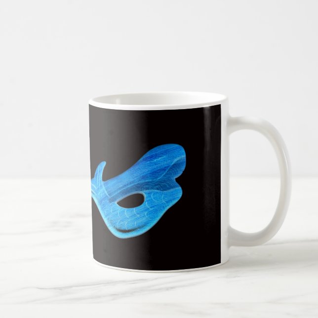 De Café sereia azul na caneca preta (Direita)