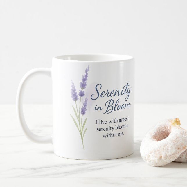 De Café Serenidade em Flor — Caneca (Com Donut)