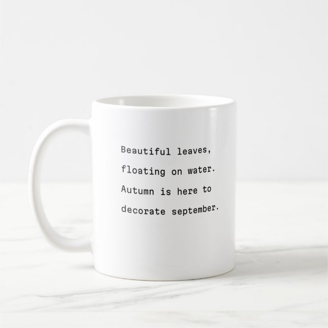 De Café Setembro caneca tipografia poética folhas (Esquerda)