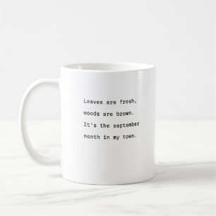 De Café Setembro caneca tipografia poética folhas