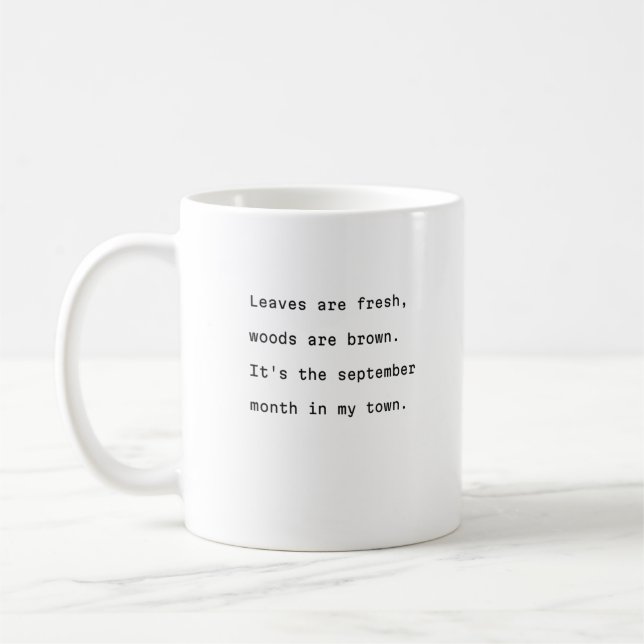 De Café Setembro caneca tipografia poética folhas (Esquerda)
