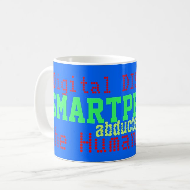 De Café Smartphones Raptaram a Caneca Azul Raça Humana (Frente Esquerda)