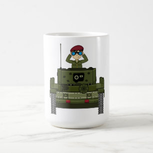 De Café Soldado do exército britânico na caneca do tanqu