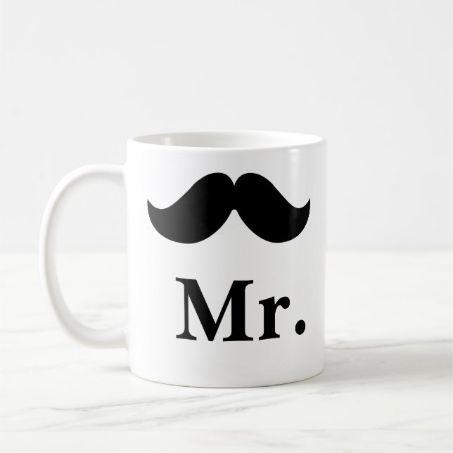 De Café Sr. customizável do bigode do preto da caneca (Esquerda)