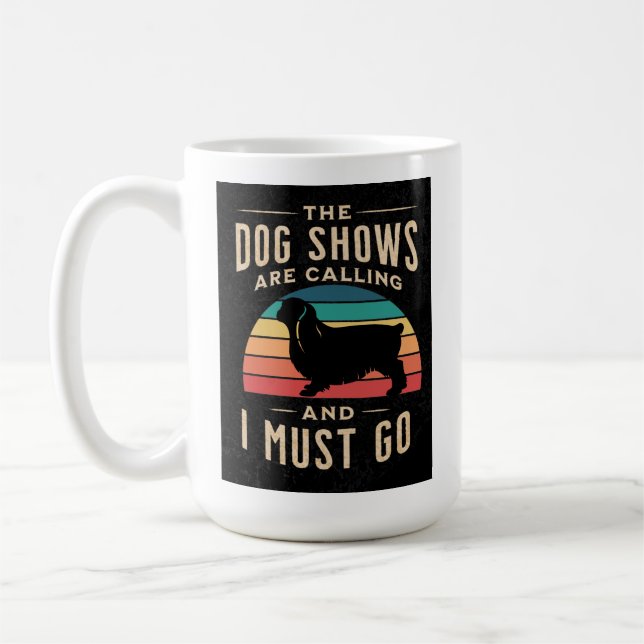De Café Toy Spaniel Dog Mostra Que Está Chamando Caneca (Esquerda)