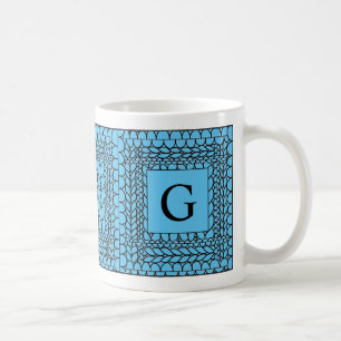 De Café TRICÔ PURL AZUL Caneca Branca + Texto