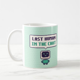 De Café Último Humano No Chat Funny AI Pixel Caneca