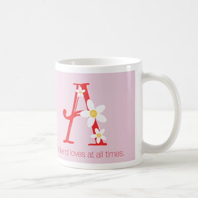 De Café Um amigo ama sempre Alphabet Uma caneca (Direita)