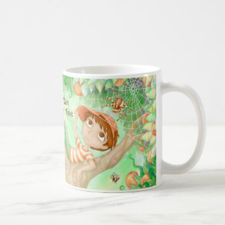 De Café Um menino em uma árvore - caneca do menino da