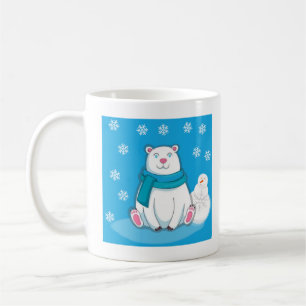 De Café Uma caneca bonita com Urso Polar e Neve