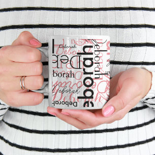 De Café Uma caneca preta rosa, estilizada, para ela