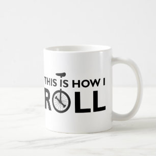 De Café Unicycle como eu rolo a caneca engraçada